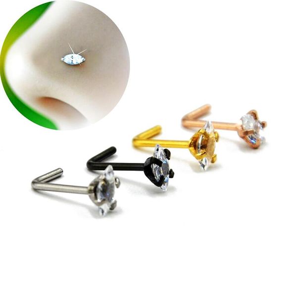 

bog-1pc prong set marquise gem straight nose screw nose stud ring labret lip ring tragus cartilage earring ear piercing jewelry q bbyodj, Silver