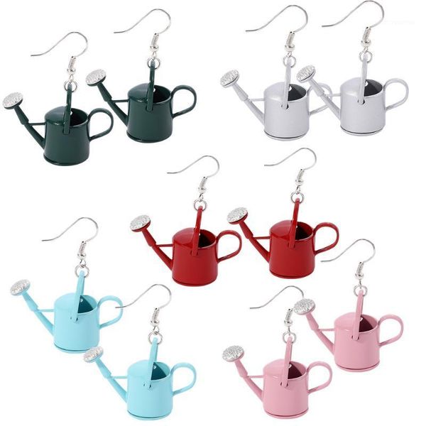

new sweet color watering can earring for women girls fashion shower pot gardening earrings clavicle birthday party jewelry gifts1, Golden;silver