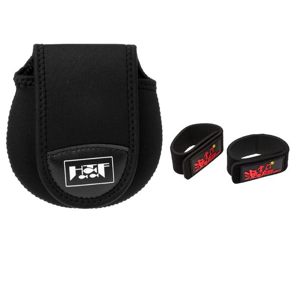 

baitcasting spinning fishing reel cover pouch + fishing rod belts tie straps wraps pole suspenders