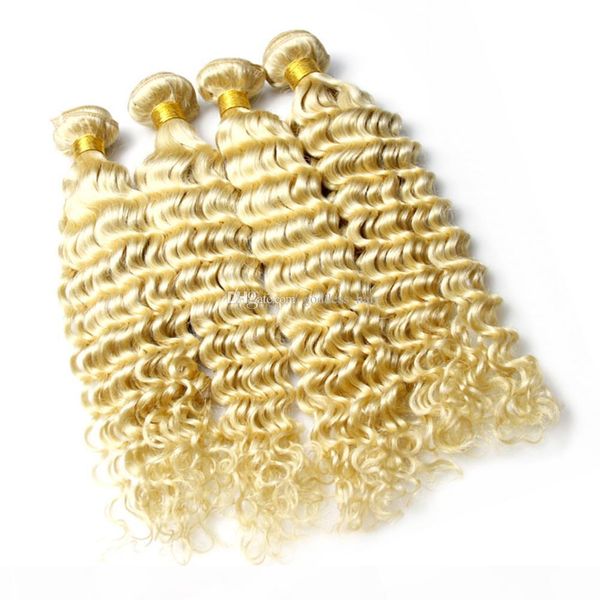 

double wefted blonde 613 deep wave hair extension 400g 10-30 inch pure color light blonde deep wave hair weaves 4pcs lot, Black