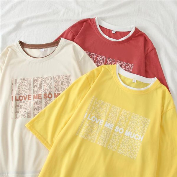 

harajuku color patchwork tees for female summer short sleeve letter print cotton women t-shirts casual loose student t shirt1, White