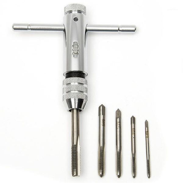 

3-8mm 7/64 - 5/16'' m3-m8 t-handle ratchet wrench + 5 screw tap tapping tool set1