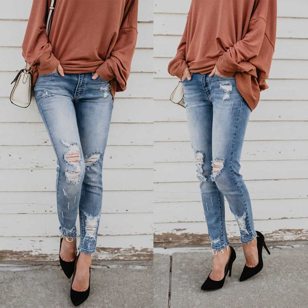 

high waisted torn up jeans distressed jeans ripped jeans distressed denim for lady girl woman ing, Blue