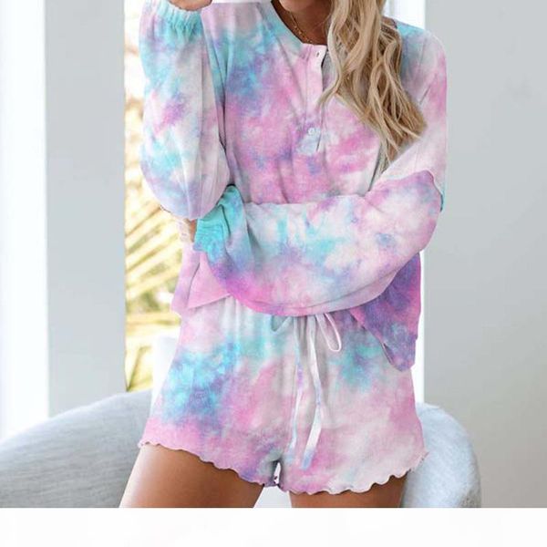 

2020 autumn lounge wear set women 2 piece tie dye set female loungewearwo piece wwomen plus size short sets for women, Gray