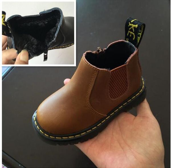 

autumn winter children warm ankle boots genuine leather plush cotton shoes boys girls baby shoes kids snow boots 04 bbygvq homebag, Black