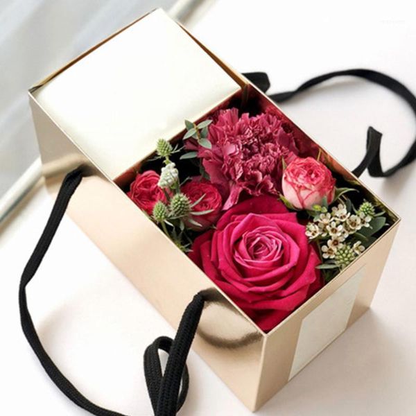 

gift wrap diy wedding party craft flower paper basket gifts folding box florist supplies portable dessert packaging1