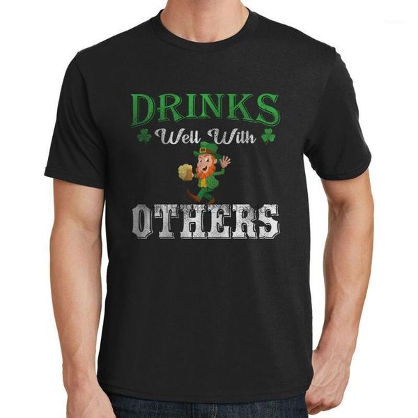 

men's t-shirts drinks well with others t-shirt st. patricks day beer 40251, White;black