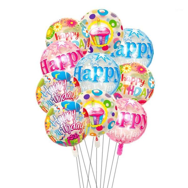 

party decoration 18inch clear blue pink round foil balloon happy birthday inflatable helium balloons toys1