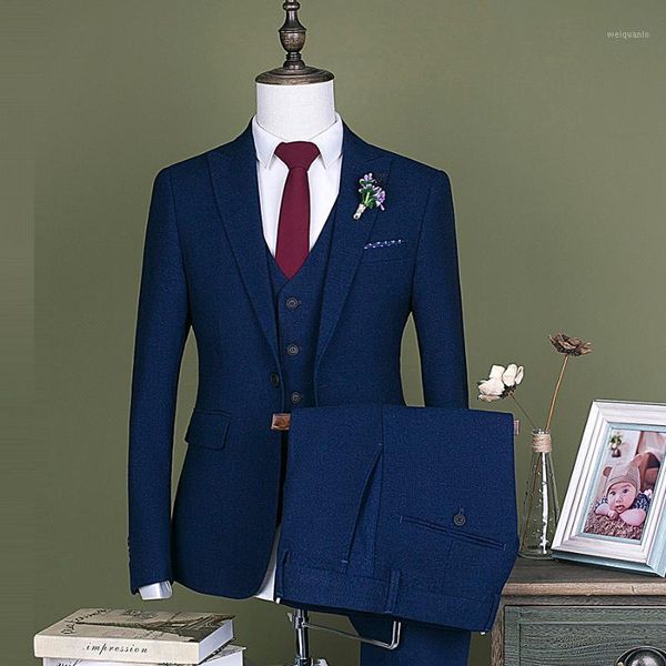 

2021 new blue men suit man suit slim business career groomsman men's wedding/prom suits latest coat pant vest designs man1, White;black