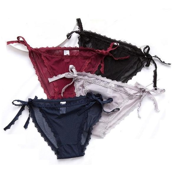 

women's panties and erotic nylon cotton drawstring panty underwear1, Black;pink