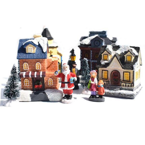 

house resin glow toys home led decoration santa claus christmas tree ornament xmas children's gifts cyz2751 sea shipping dhxp
