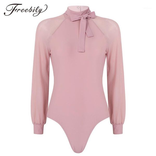 

ballet dance leotard for women bodysuits mock neck mesh cutout back gymnastics leotards long sleeve ballet dance wear1, Black;red