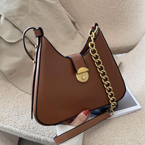 

vintage women shoulder bag pu leather small bucket bag solid color ladies handbag chain strap sac femme crossbody messenger