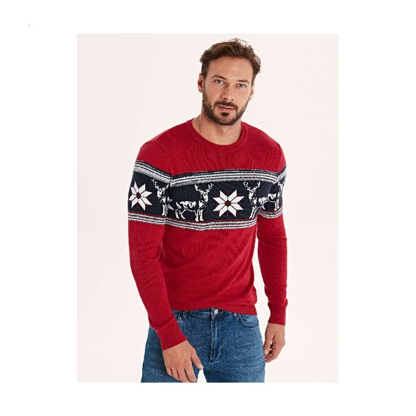 

crew neck christmas themed thin knitwear sweater for men's8uy, Black