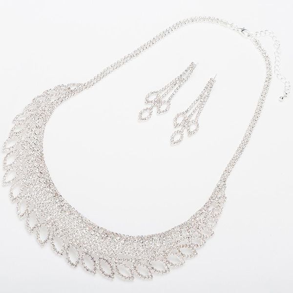 

yfjewe gold and silver color big necklace earrings for women luxurious rhinestone crystal bridal wedding jewelry sets n343