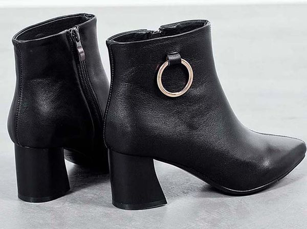 

fashion leather star women shoes woman leather short autumn winter ankle fashion brand women boots 03 p356, Black