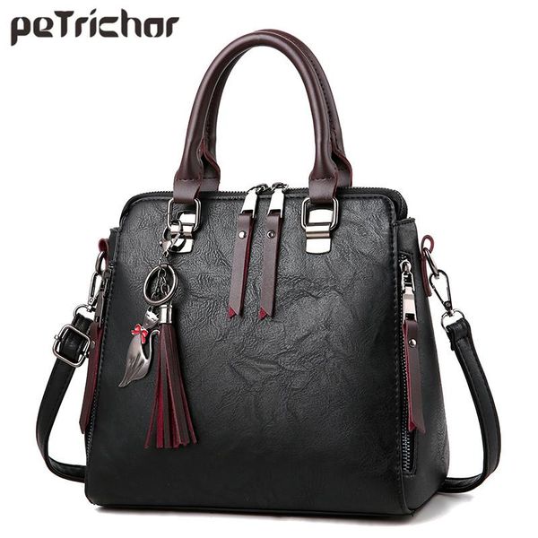 

fashion tassel shoulder bag women leather female crossbody messenger bags sac ladies tote bolsa women's handbag