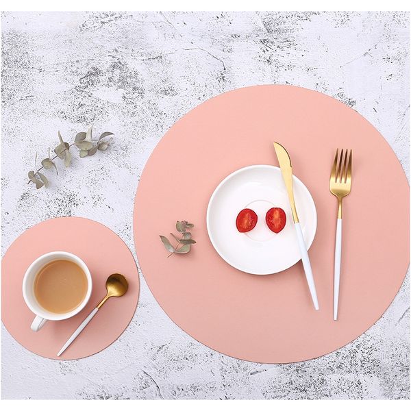 

napkin creative pu leather tableware pad placemat dining table mat round waterproof heat insulated pad home deskdecoration f wmtuyb