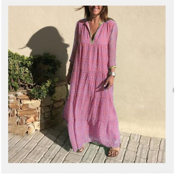 

mzfqs 2020 spring long-sleeved women's long-sleeved 2020 bottoming bohemian spring dress women's new new bohemian bottoming dress, Black;gray