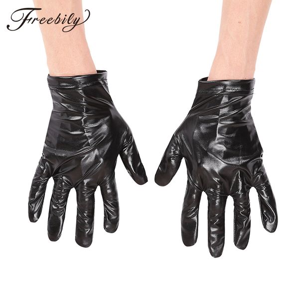 

rubber latex fetish short shiny metallic wrist length full finger gloves costume night club dancewear party favors, Blue;gray