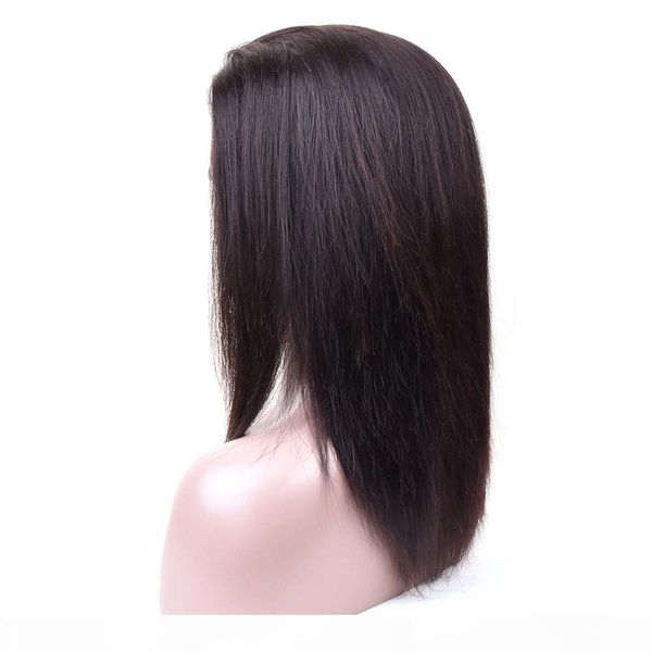 

wholesale price human lace front wigs 100% straight natural black wigs handmade 10-24 inch high quality, Black;brown