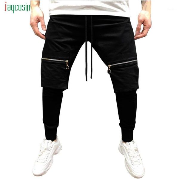 

jaycosin mens cautumn winter man gyms fitness bodybuilding joggers workout trousers men casual cotton straight pants overalls1, Black