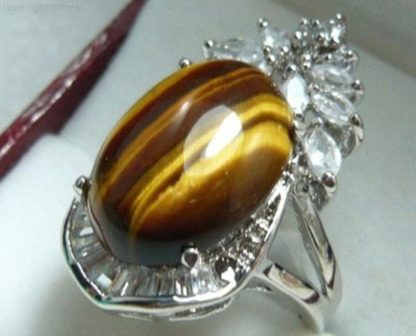 

rings lgante oeil de tigre pierre +men's women's flower ring # 7,8, Silver