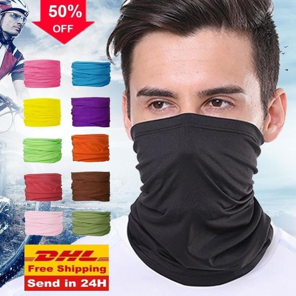 

24h ship us fashion men women head face neck sunshade collar gaiter tube bandana scarf sports headwear scarf dustproof outdoor fishing, Black