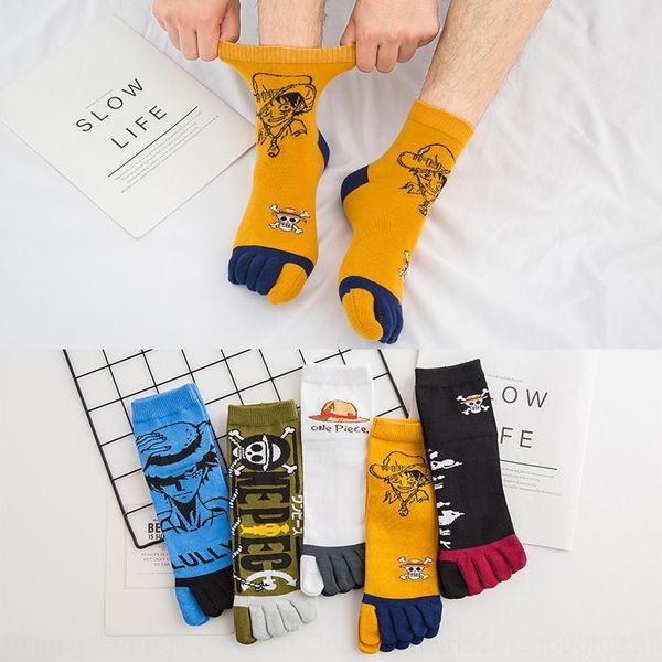 

m6pf5 creative autumn men's winter ins socks trendy and and five-finger middle tube men's socks cotton sweat-absorbing f9qtv, Black