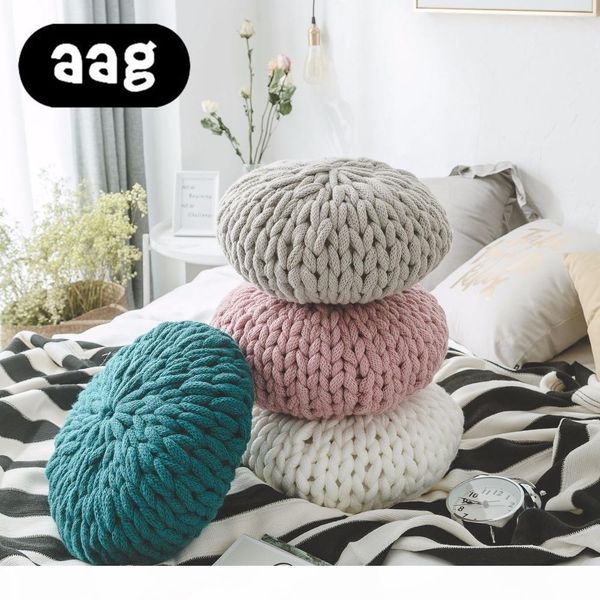 

aag candy round hand-woven couch pillowthick line cushion creative knitted soft wool backrest cushion home decor pgraphy pop