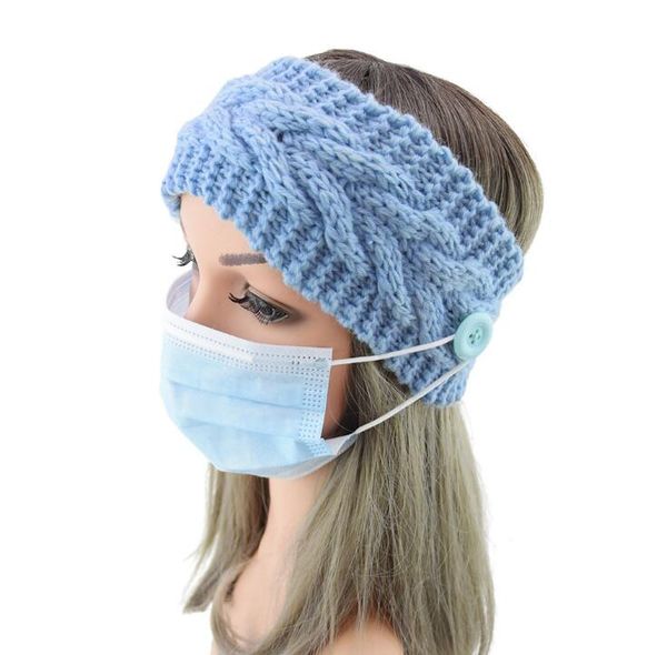 

anti-leaving button wool headband warmth sports ear protection headgear knitted twist headband gd880, Silver