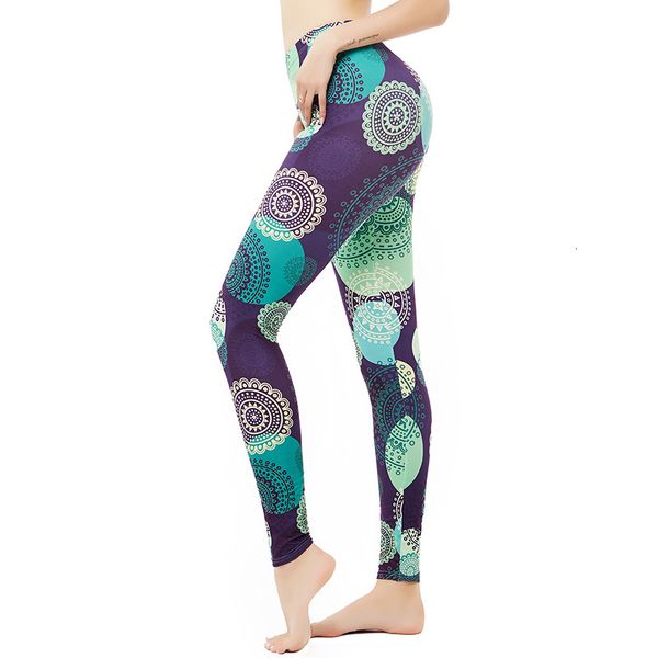 

9221 circle disc digital printing women's yoga leggings, Black