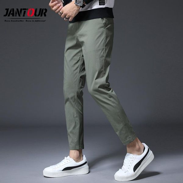 

men's pants 2021 spring summer ankle-length men casual slim fit fashion trousers male plus size 28- 36 38 cotton brand black