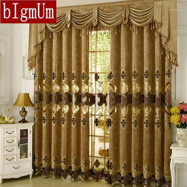 

curtain & drapes luxury water-soluble honorable gold window curtains for living room french embroidered rideaux style1