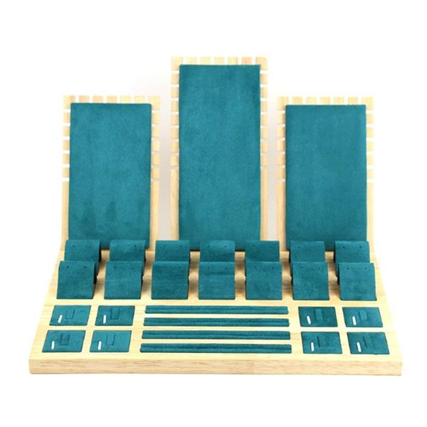 

bamboo velvet jewelry display earring display stand ear stud earrings holder rack storage case, Pink;blue