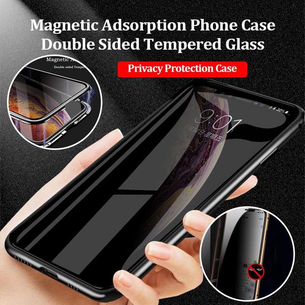 

metal bumper case for iphone x xs max xr cover double side privacy magnetic tempered glass case for iphone 7 h jllkvb