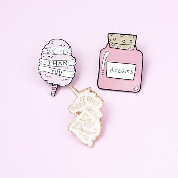 

sweet girl enamel custom bottle crystal ball ice cream brooches bag clothes lapel pink blue badge gift, Gray