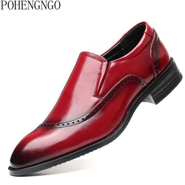 

2020 new fashion men business casual brogue shoes men oxford shoes wedding leather comfortable office loafers, Black