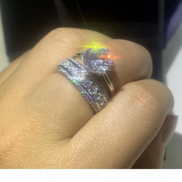 

christmas presenselling brand new couple rings 925 sterling silver round cut white z diamond fashion jewelry women wedding bridal ring s, Slivery;golden