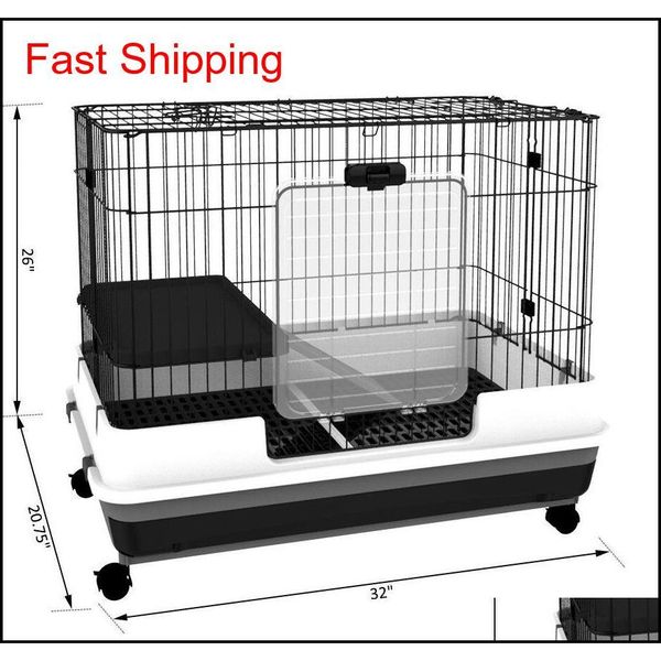 

32"h 2-level rabbit cage indoor small animal hutch ferret ho qylvty bde_luck