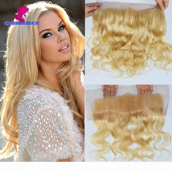 

#613 lace frontal body wavy 13*4'' ear to ear blonde lace frontal with baby hair bleached knots, Black;brown