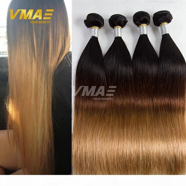 

brazilian virgins hair ombre t1b 4 27 straight weave 3 pcs ombre human hair 100g brazilian straight ombre hair extensions, Black