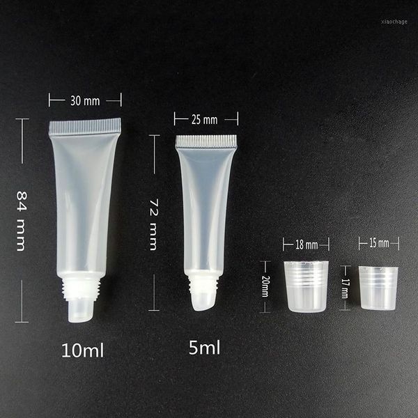 

10pcs 5ml/10ml refillable empty cosmetic tubes lip gloss clear containers makeup tools1