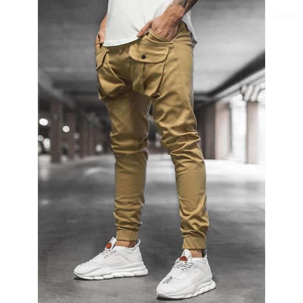 

new men's fashion tethered pants 3d pocket casual pants1, Black