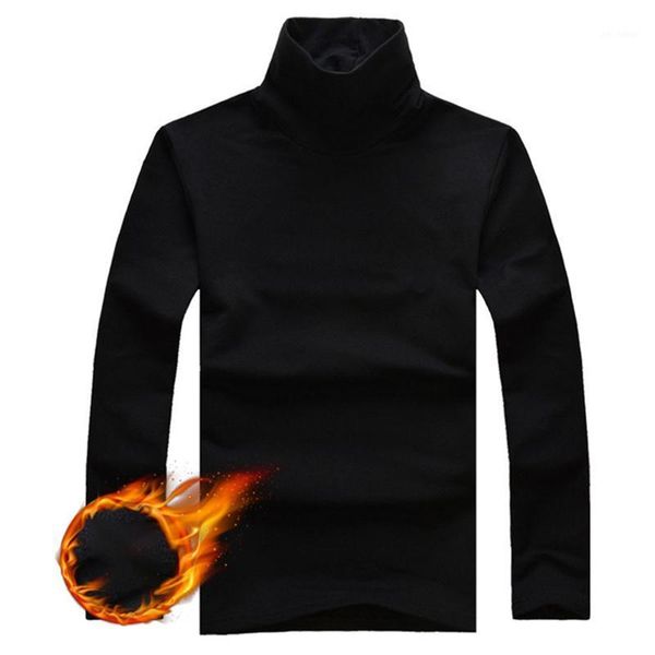 

men's slim winter turtleneck thick warm fleece pullover long sleeve t-shirt men's half high neck bottoming shirt t-shirt1, White;black