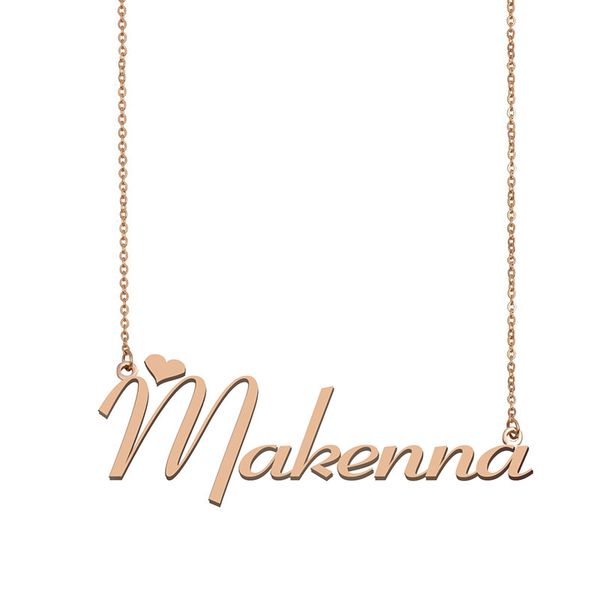 

makenna name necklace pendant custom personalized for women girls children friends mothers gifts 18k gold plated stainless steel, Silver