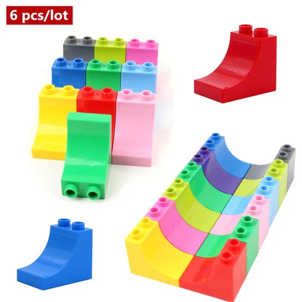 

6pcs lot 2x3dots curved high bricks large duploe particle building blocks accessory toys for children 6pcs lot 2x3dots wmtbic rimmer