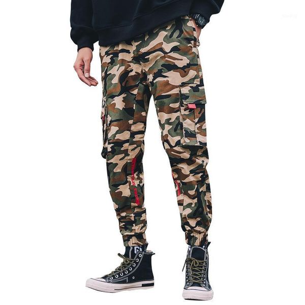 

ewq / men's clothing 2020 autumn camouflage work clothes casual trousers loose comfortable haren pants fashion tide new y00111, Black
