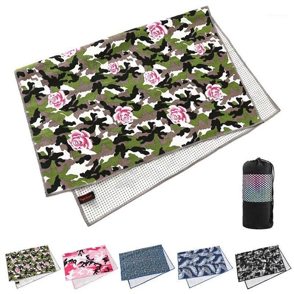 

printed portable yoga towel pilates fitness anti skid yoga mat covers non-slip glue dot outdoor gym meditation blanket mesh bag1