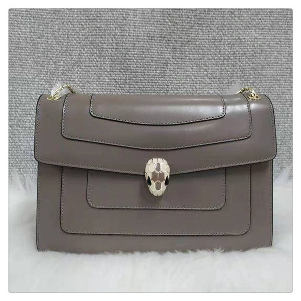

all new grey head snake bone chain one shoulder handbag leather fashion women's bag